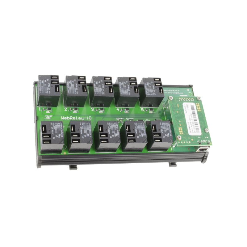 Webrelä över LAN, Internet, 10 X Power Relay 250VAC / 15Amp. Modbus/TCP.