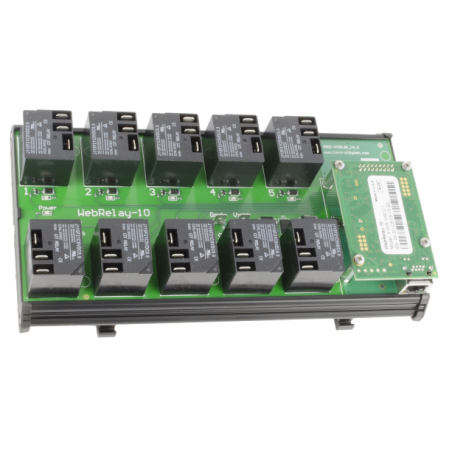 Webrelä över LAN, Internet, 10 X Power Relay 250VAC / 15Amp. Modbus/TCP.