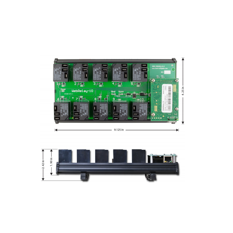 Webrelä över LAN, Internet, 10 X Power Relay 250VAC / 15Amp. Modbus/TCP.