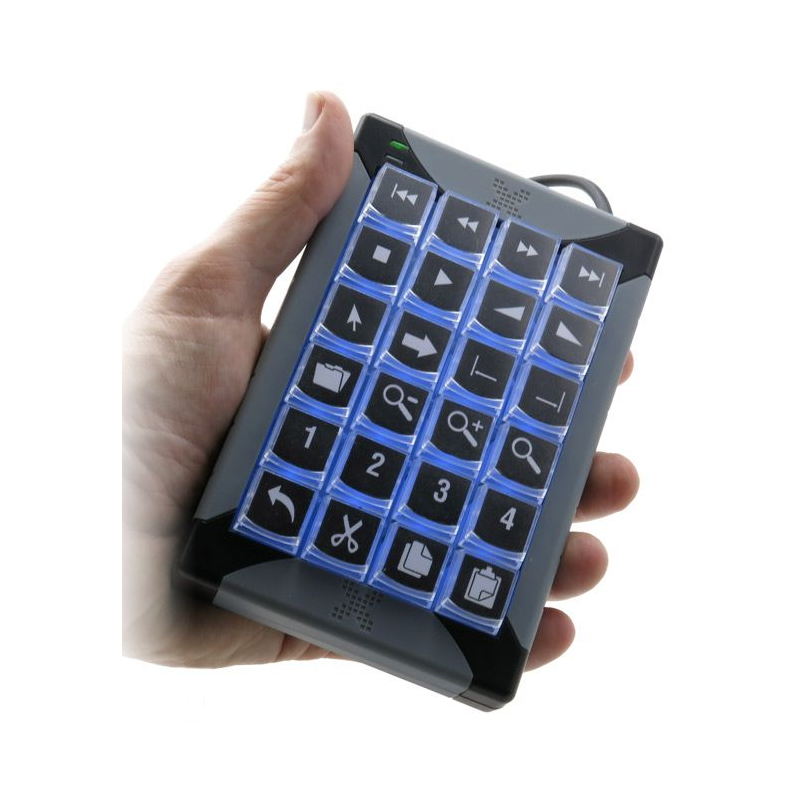 X-KEYS XK-0994-UKVM-R - programmerbar knappsats med 24 knappar för KVM-styrning, USB med bakgrundsbelysning