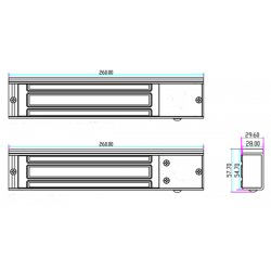Elektronisk dörrmagnet för 12/24VDC 420 / 210mA, anodiserad alu. Med Bond-larm-relä. Timmar. Hållkraft upp till 350 kg