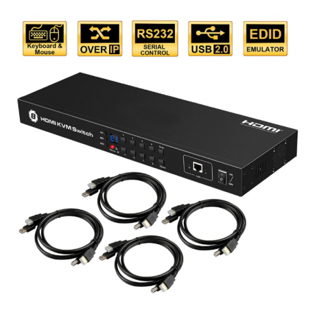 8 portar KVM-omkopplare med 4K och EDID