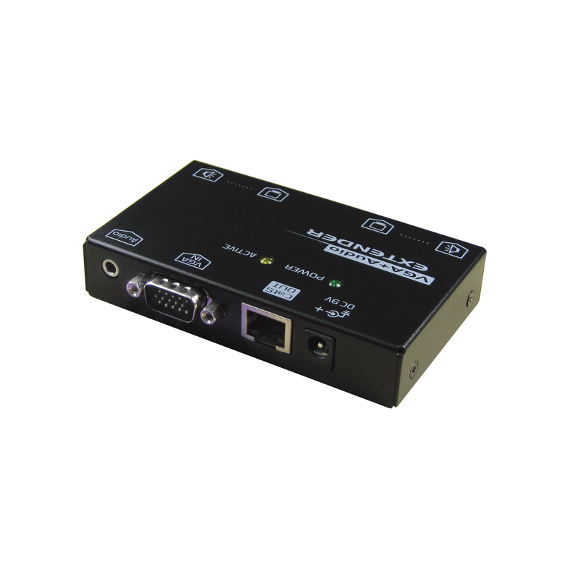 VGA Booster - sändare och mottagare, 150m med ljud via punkt till punktkatt. 6A UTP-kabel