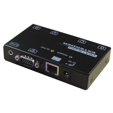 VGA Booster - sändare och mottagare, 150m med ljud via punkt till punktkatt. 6A UTP-kabel