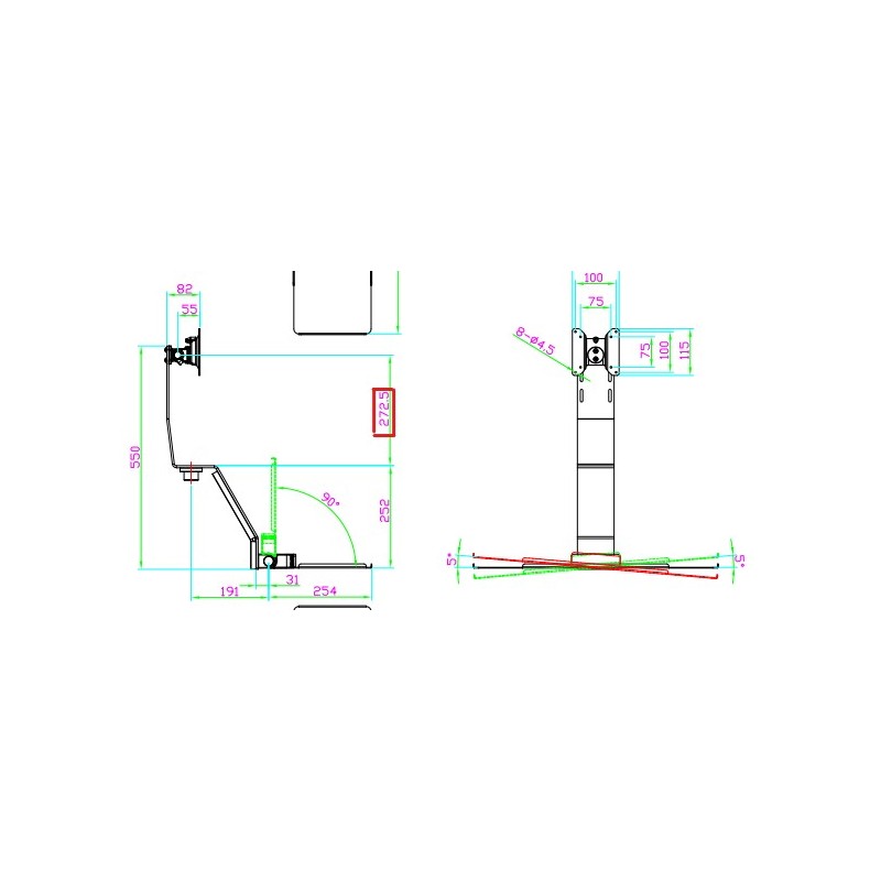 Displayhållare med tangentbordsbricka HM-005