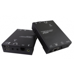 HDMI KVM-förlängare med USB och RS232 över RJ45-kabel. Upp till 100 meter