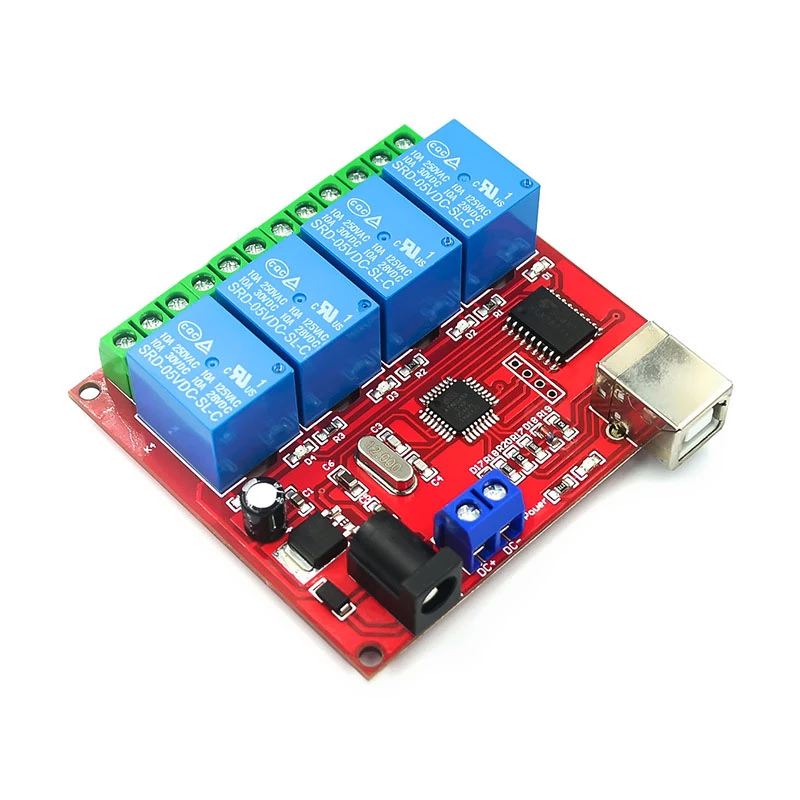 4 x reläutgångar 250VAC via USB