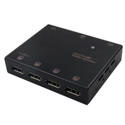 Kopiera en DP-videosignal till 4 DP utgångar. 4K DisplayPort Splitter. 1 x DP in och 4 x DP ut. HDR och HDCP 1.4