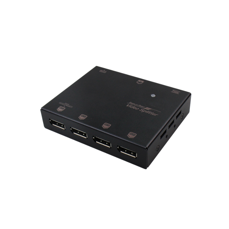 Kopiera en DP-videosignal till 4 DP utgångar. 4K DisplayPort Splitter. 1 x DP in och 4 x DP ut. HDR och HDCP 1.4