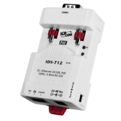 Planet TDS-712 är en extern RS232-port via Internet och Ethernet. För PoE eller extern strömförsörjning