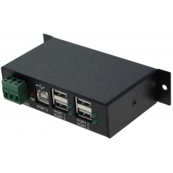 4-portars USB 2.0 DIN Rail Hub med 7-24VDC strömförsörjning