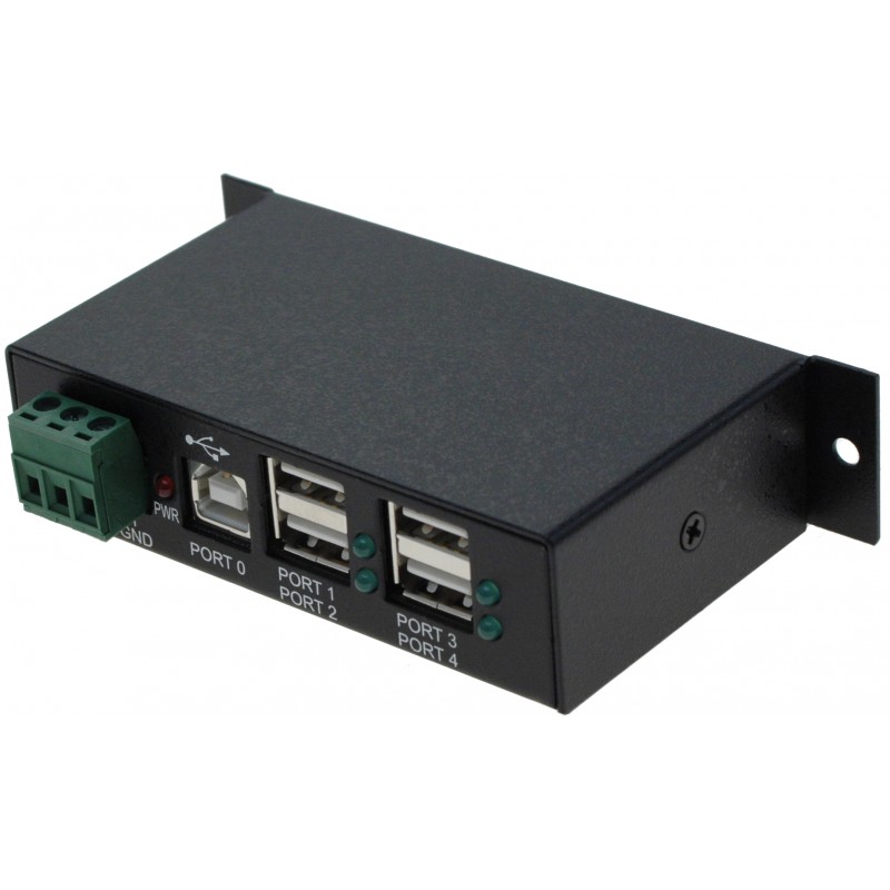 4-portars USB 2.0 DIN Rail Hub med 7-24VDC strömförsörjning