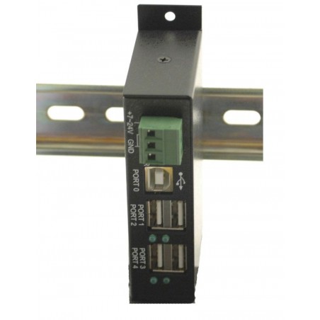 4-portars USB 2.0 DIN Rail Hub med 7-24VDC strömförsörjning