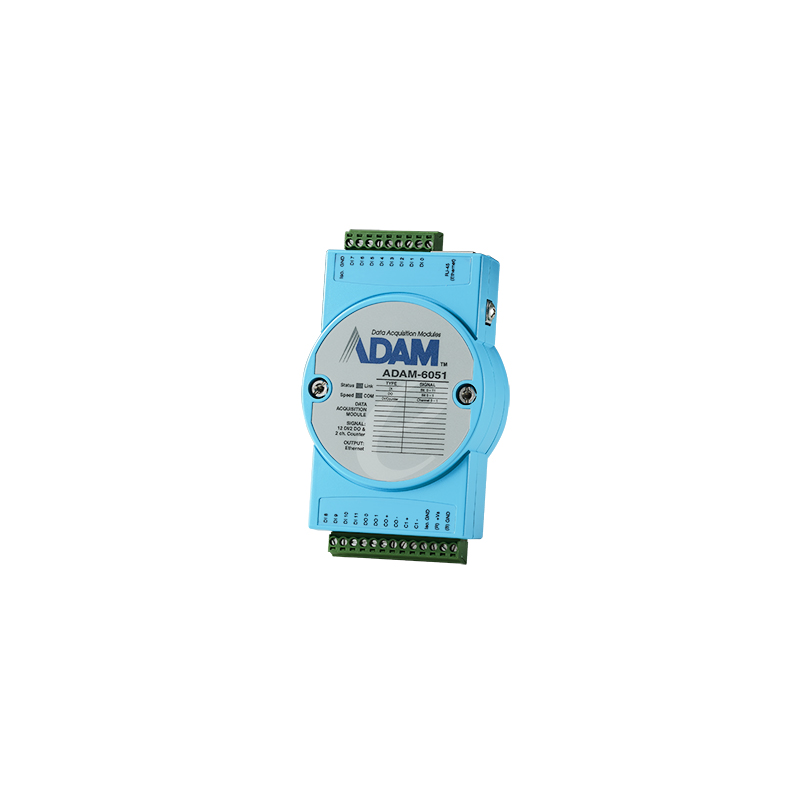 ADAM-6051 Ethernet I / O med 12/6 isolerade I / O-kanaler. Med räknare. Java-programmering. Modbus, TCP / IP, UDP, HTTP, DHCP