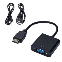 HDMI till VGA-adapter, omvandlare, med ljud, Full HD 1080p, DB15HD hona, HDMI hane