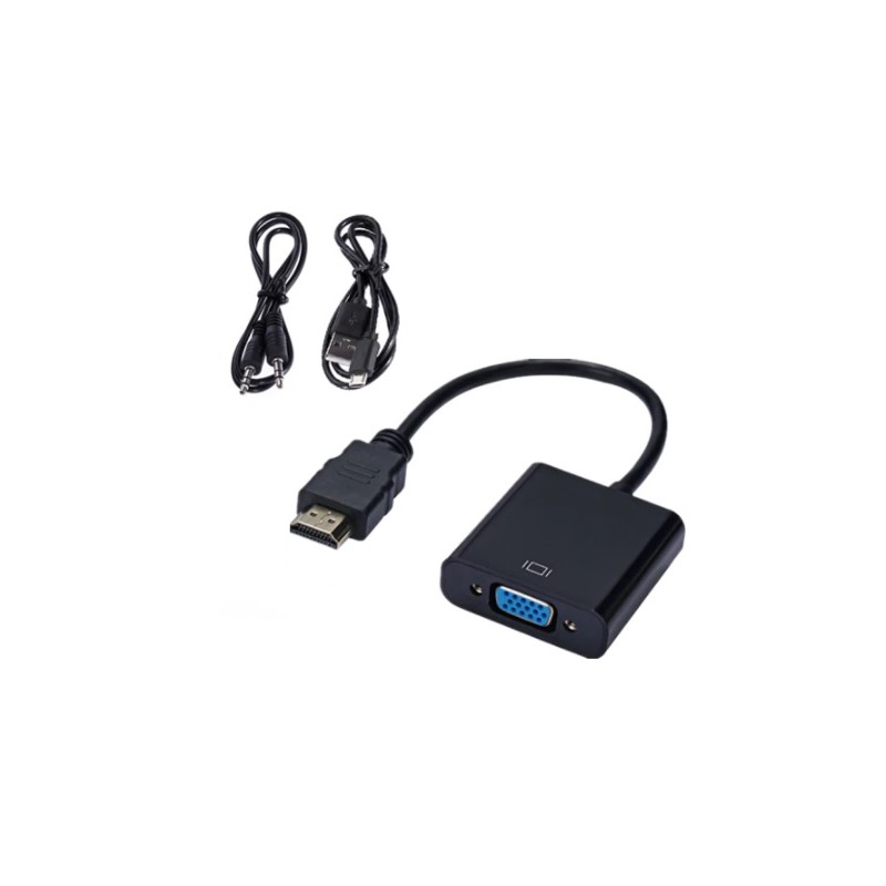 HDMI till VGA-adapter, omvandlare, med ljud, Full HD 1080p, DB15HD hona, HDMI hane