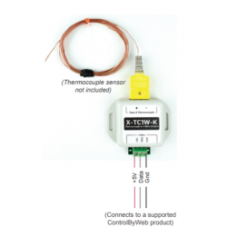 K-termofölare till 1-tråds adapter. K-temperatursensorn ingår ej -200 - + 260 ° C. Adapter med 1-Wire Dallas Chip