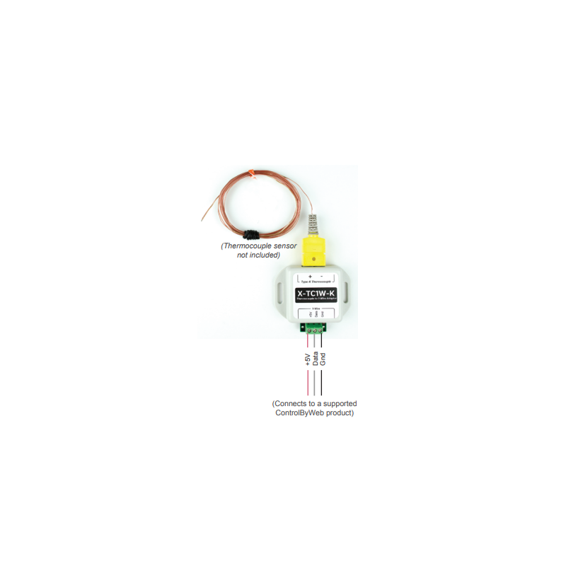 K-termofölare till 1-tråds adapter. K-temperatursensorn ingår ej -200 - + 260 ° C. Adapter med 1-Wire Dallas Chip