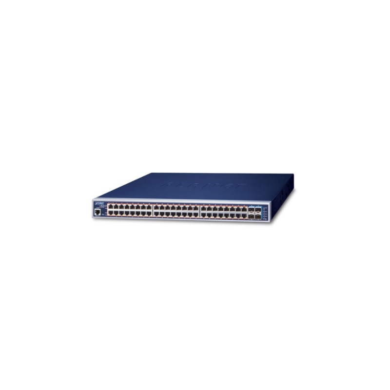 48 port Gigabit PoE+ haneeeeaged switch med 4 x SFP + slot för fibermoduler