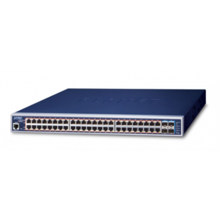 48 port Gigabit PoE+ haneeeeaged switch med 4 x SFP + slot för fibermoduler