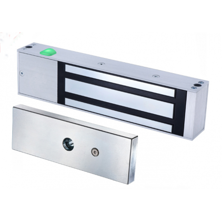 Kraftfull elektronisk dörrmagneter. Hållkraft på 545 kg. 12 / 24VDC. Med LED. Aluminium, IP65