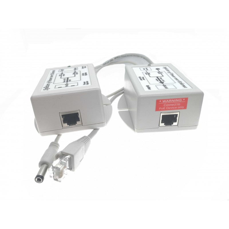Set med PoE 48VDC injektor och 12VDC splitter