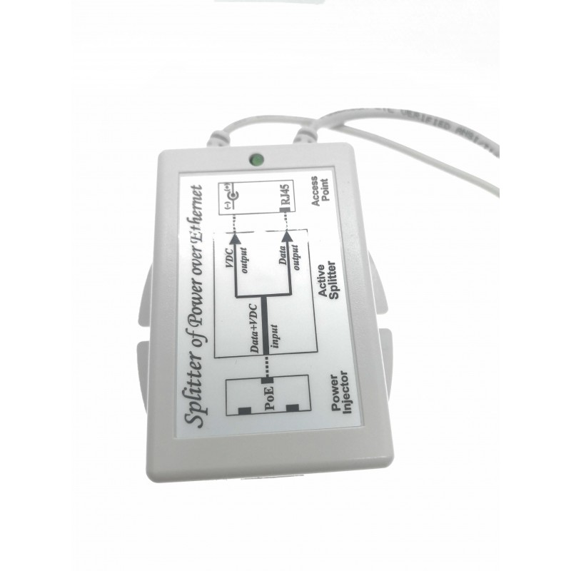 Set med PoE 48VDC injektor och 12VDC splitter