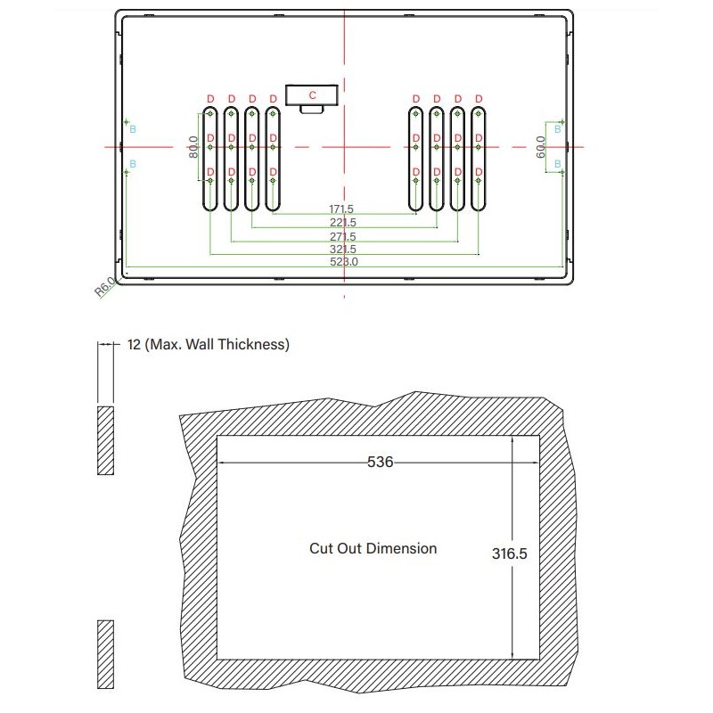 21.5"  Modular Monitor TFT-LCD, Kapacitiv touch, IP65 Front