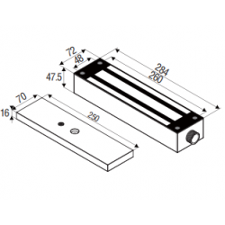 Vattentät elektronisk dörrmagnet (12VDC) - Rymmer upp till 816 kg