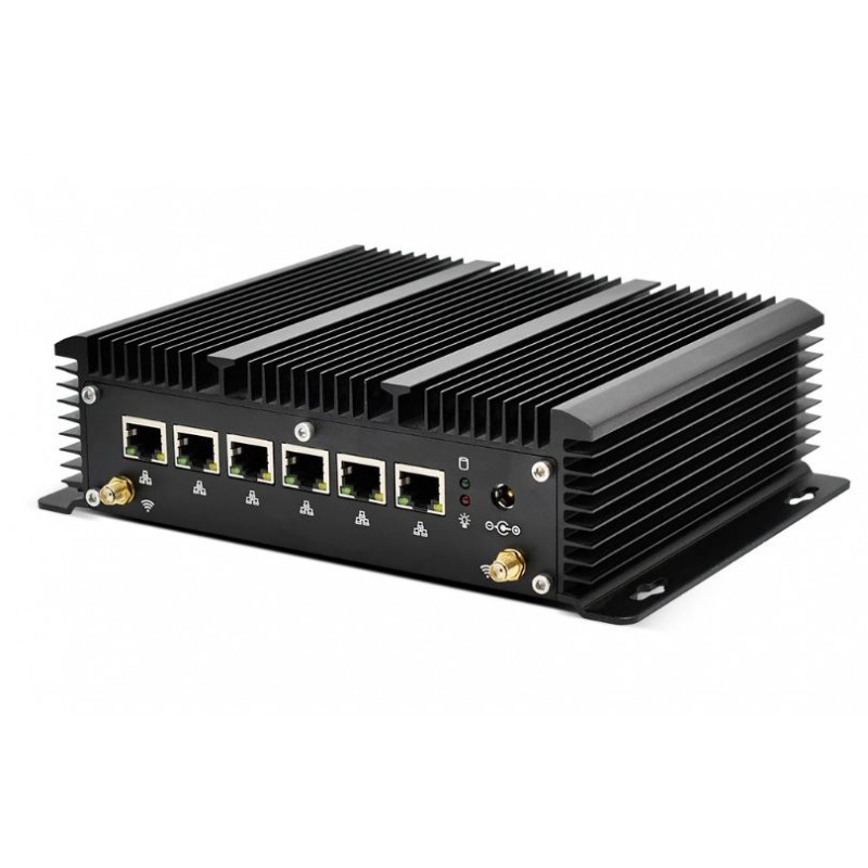 VPN router, brandvägg, Fläktlös Embedded PC med 6x Ethernet