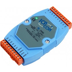 ICP DAS I-7050 är en I / O-modul med 7 digitala ingångar (dry / wet) och 8 digitala utgångar. RS485 buss