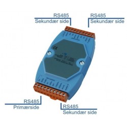 Optoisolerad 3-vägs RS485 Repeater & Splitter för DIN-skena
