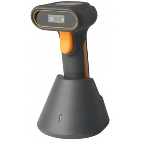 Trådlös QR, 2D och 1D streckkodsläsare med bas USB. Bluetooth och 2,4 GHz