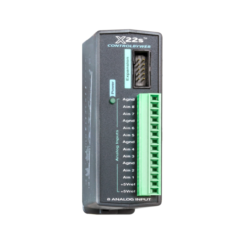 ControlByWeb expansionsmodul med 8 x analog ingång, volt, 4-20mA, 16bit upplösning