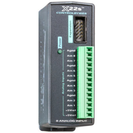 ControlByWeb expansionsmodul med 8 x analog ingång, volt, 4-20mA, 16bit upplösning