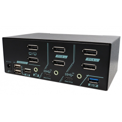 2 portar 8k DisplayPort KVM-omkopplare med dubbelskärmsutgång (dubbla huvud) SB3.2, USB3.0 och USB HID