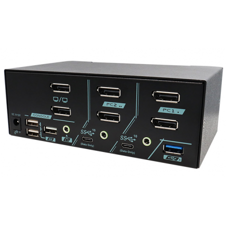 2 portar 8k DisplayPort KVM-omkopplare med dubbelskärmsutgång (dubbla huvud) SB3.2, USB3.0 och USB HID