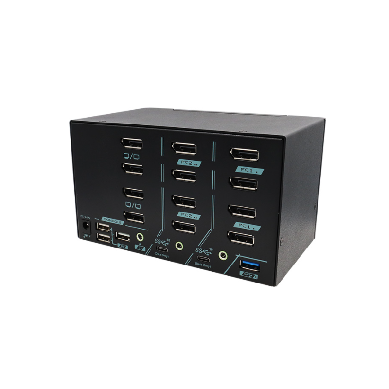 2 portar 8K 4 x Monitor DisplayPort KVM omkopplare med USB3.2, USB3.0