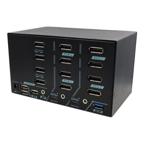 2 portar 8K 4 x Monitor DisplayPort KVM omkopplare med USB3.2, USB3.0