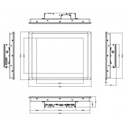 15 "PANEL VESA MONITOR TFT-LCD, resistiv touch, IP65 Front VGA, DVI-D, DisplayPort 1024X768