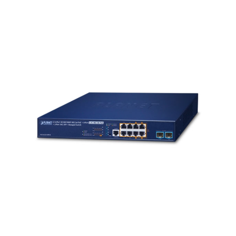 8 ports Managed switch, 4 x 1 Gigabit og 4 x 2.5Gbit RJ45, 2 x SFP 1/2.5/10Gbit. PoE+/++