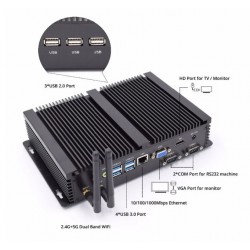 Fläktlös Embedded PC I5 Gen.8: Dual Display, 16 GB RAM, USB 3.0/2.0