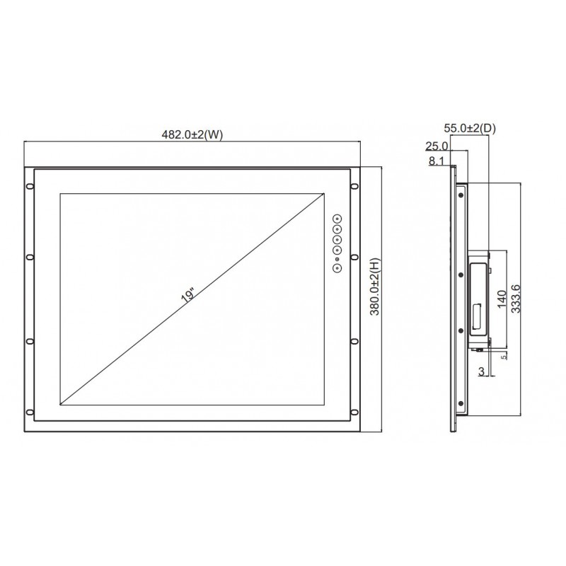 Panel pekskärm 19" tum - Touch / Touch känslig med HDMI VGA DP resistive Touch
