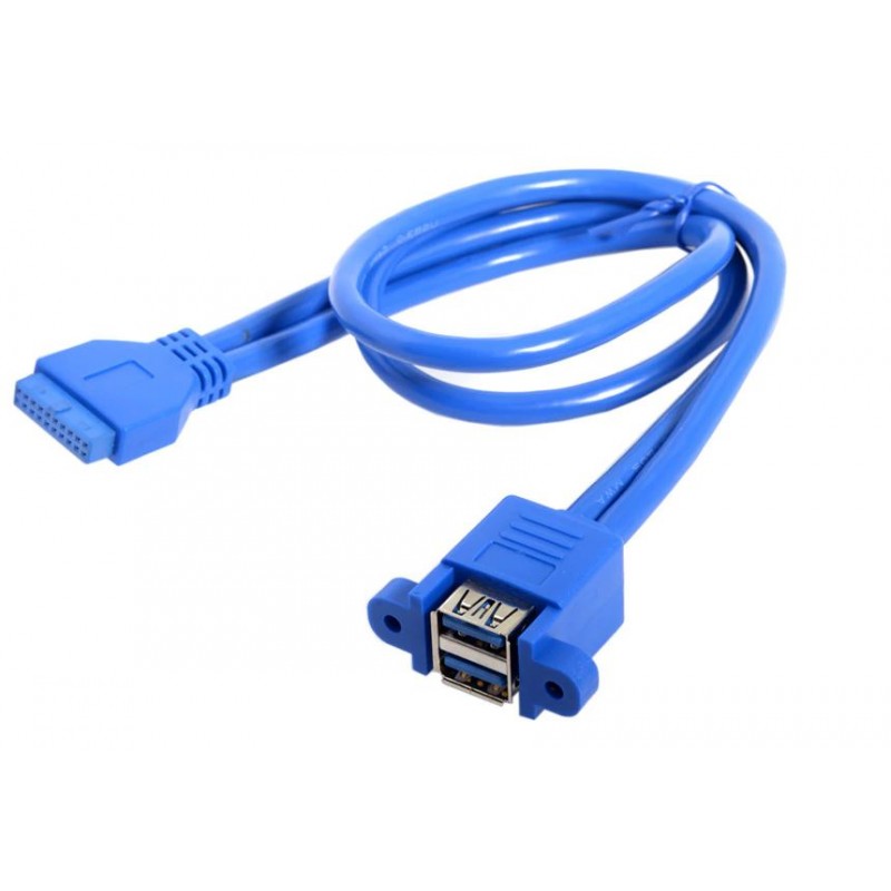 Intern USB 3.0 20pin till Dual USB 3.0 honkabel - 50 cm