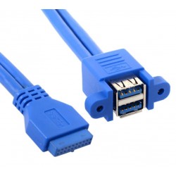Intern USB 3.0 20pin till Dual USB 3.0 honkabel - 50 cm