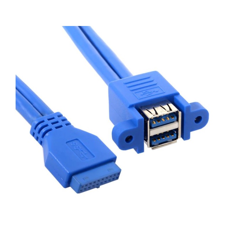 Intern USB 3.0 20pin till Dual USB 3.0 honkabel - 50 cm