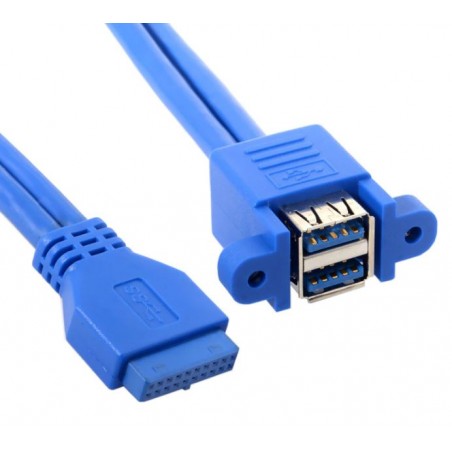 Intern USB 3.0 20pin till Dual USB 3.0 honkabel - 50 cm