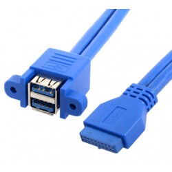 Intern USB 3.0 20pin till Dual USB 3.0 honkabel - 50 cm