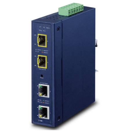 Managed Media omvandlare med 2 x RJ45 till 2 x fiber. RJ45 Gigabit för fiber upp till 2500Mbit SFP