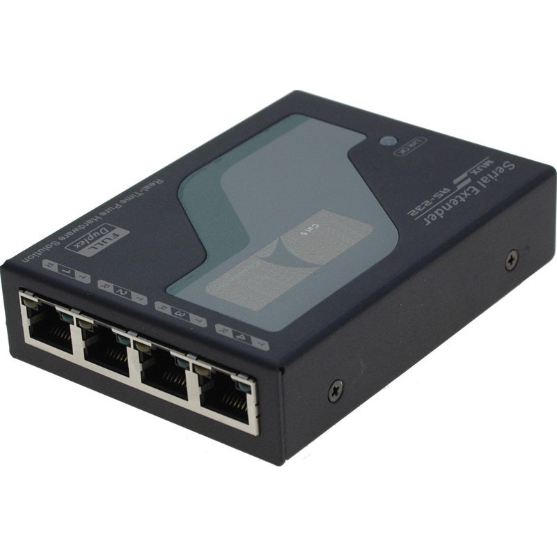 4-portars RS232-förlängare: 900 m räckvidd, full duplex multiplexer